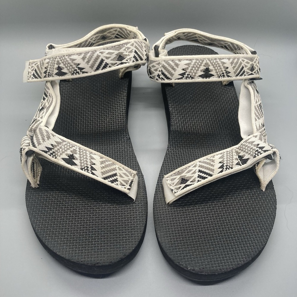 Teva Sandals Original Universal Womens 10 Boomerang White Grey Summer Shoes